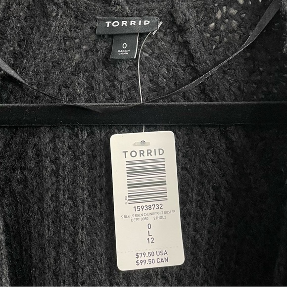 ⭐️ NWT Torrid Black Chunky Knit Wool Duster Cardigan Sweater - Picture 5 of 8
